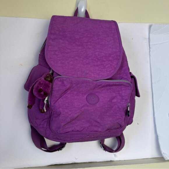 Kipling Ravier Medium Nylon Backpack Bag Pockets Monkey Lightweight Purple Charm - Picture 2 of 16